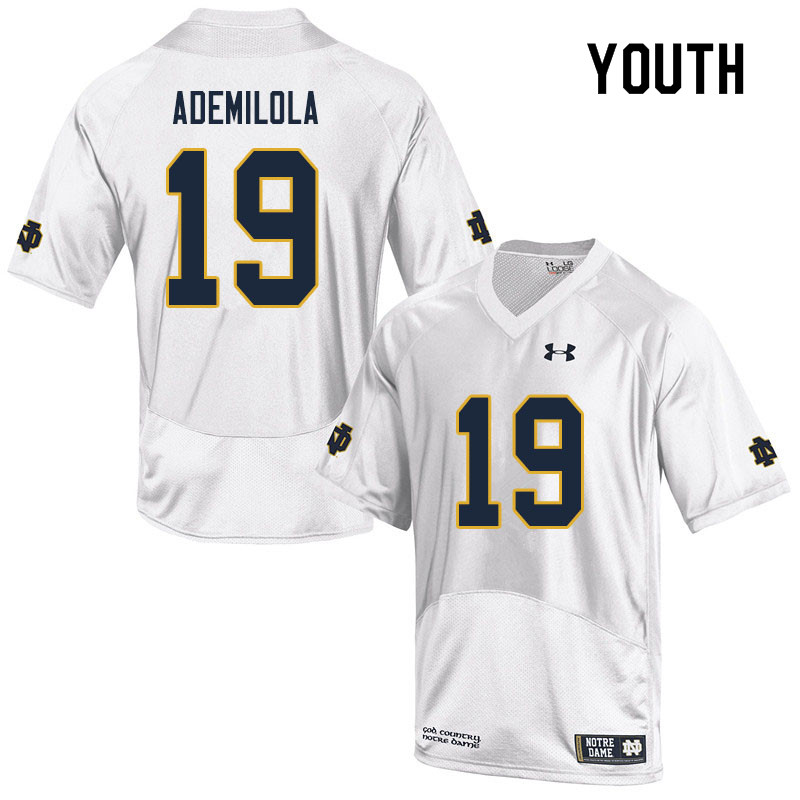 Youth #19 Justin Ademilola Notre Dame Fighting Irish College Football Jerseys Sale-White